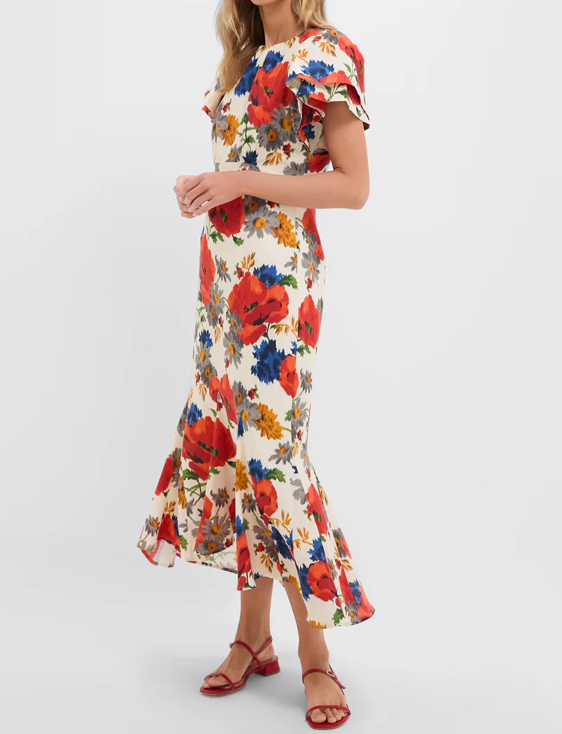 Crimson Poppy Cotton Linen Elodie Dress