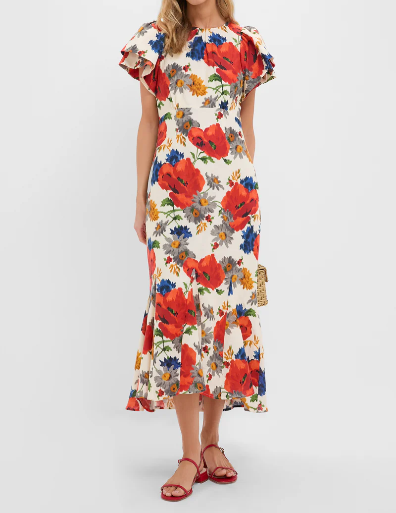 Crimson Poppy Cotton Linen Elodie Dress
