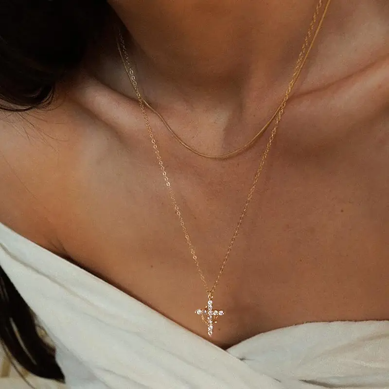 Crown Cross Necklace for Daily Party Clothing