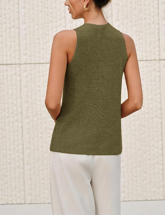 Halter Cross Over Collar Tank Knit Sleeveless Top