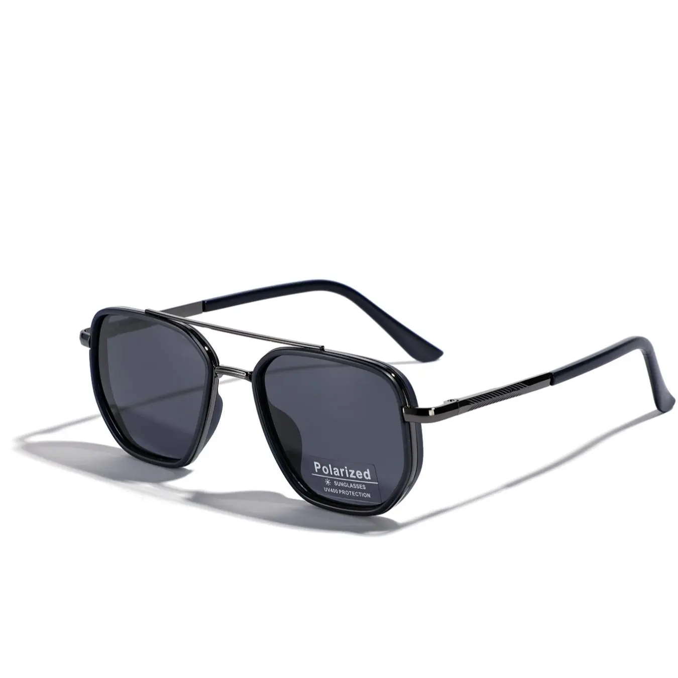 Geometric Frame Double Beam Design Sun Protection Glasses