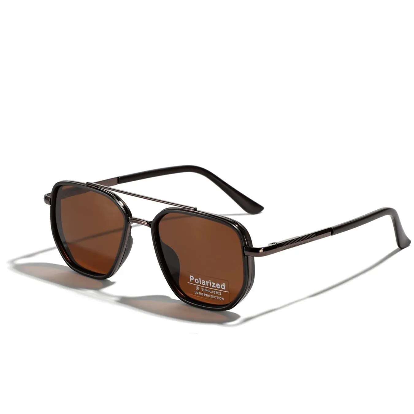 Geometric Frame Double Beam Design Sun Protection Glasses