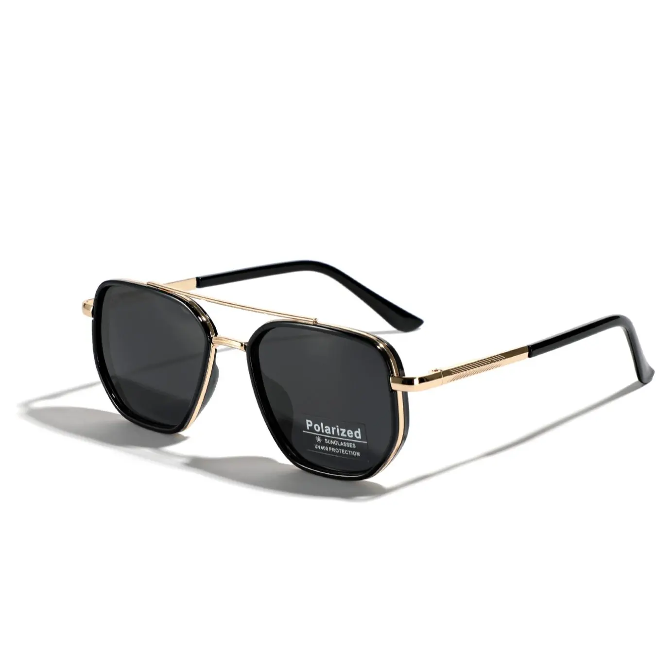 Geometric Frame Double Beam Design Sun Protection Glasses