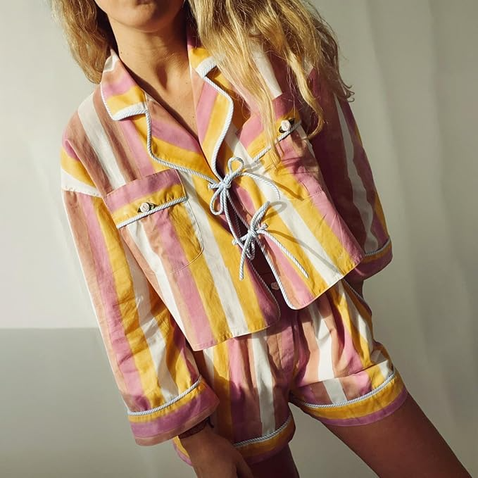Printed Nightwear Long Sleeve Tie-up Set