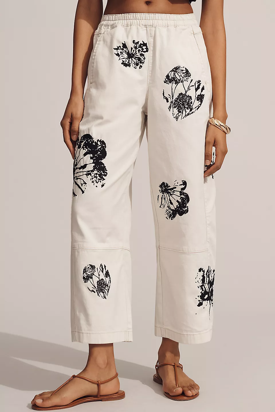 Printed Pull-On Barrel Pants