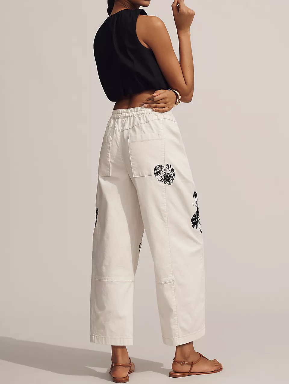 Printed Pull-On Barrel Pants