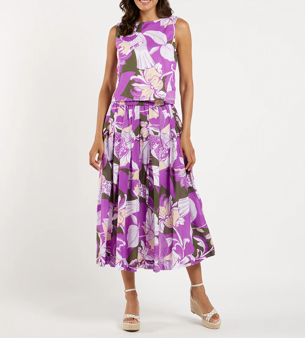 Purple Printed Elegant Two Piece Set