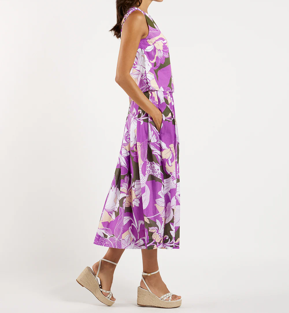 Purple Printed Elegant Two Piece Set