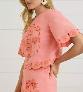 Printed Embroidery Two Piece Set