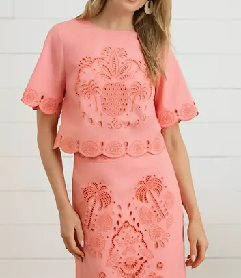 Printed Embroidery Two Piece Set
