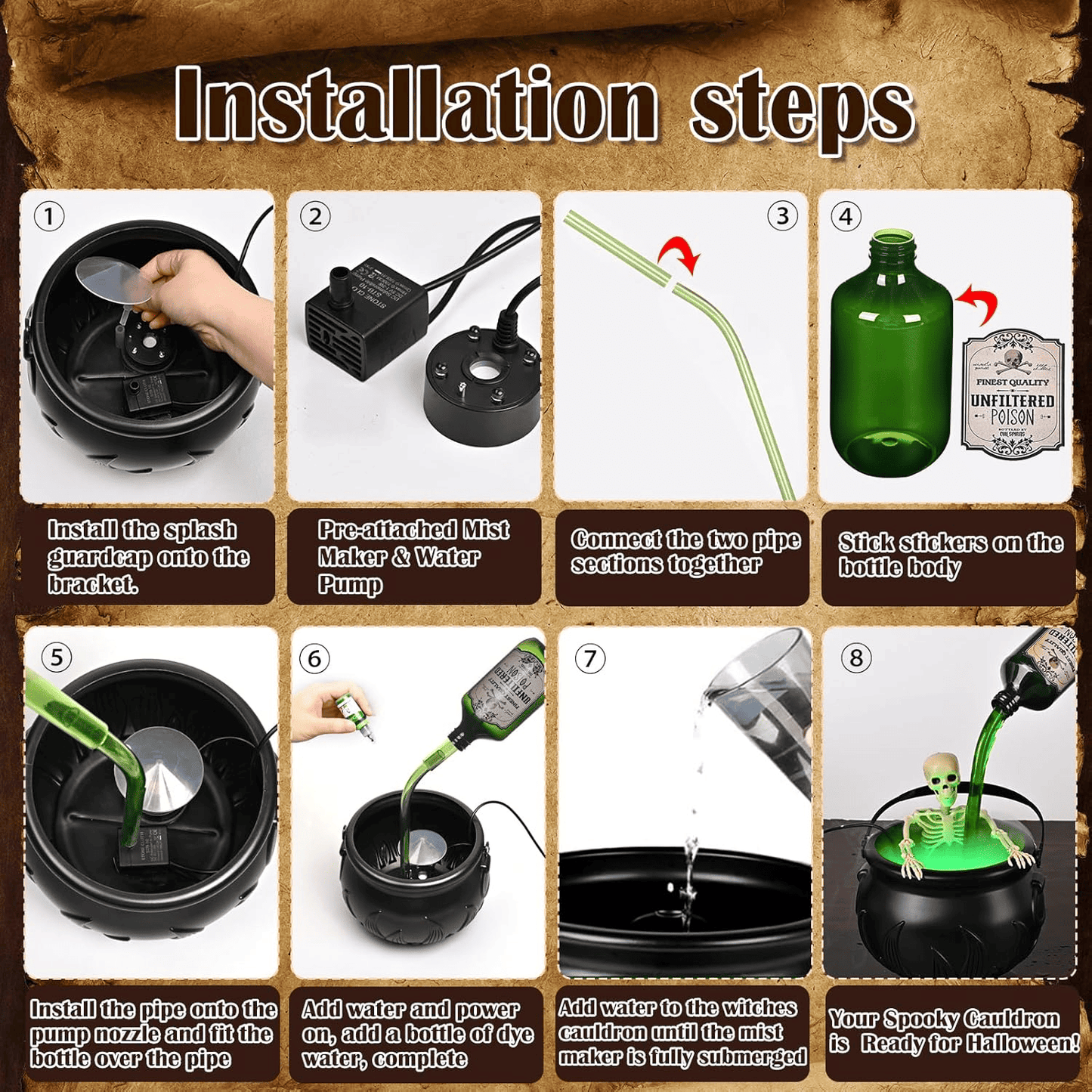 Halloween Cauldron Decor with Magic Floating