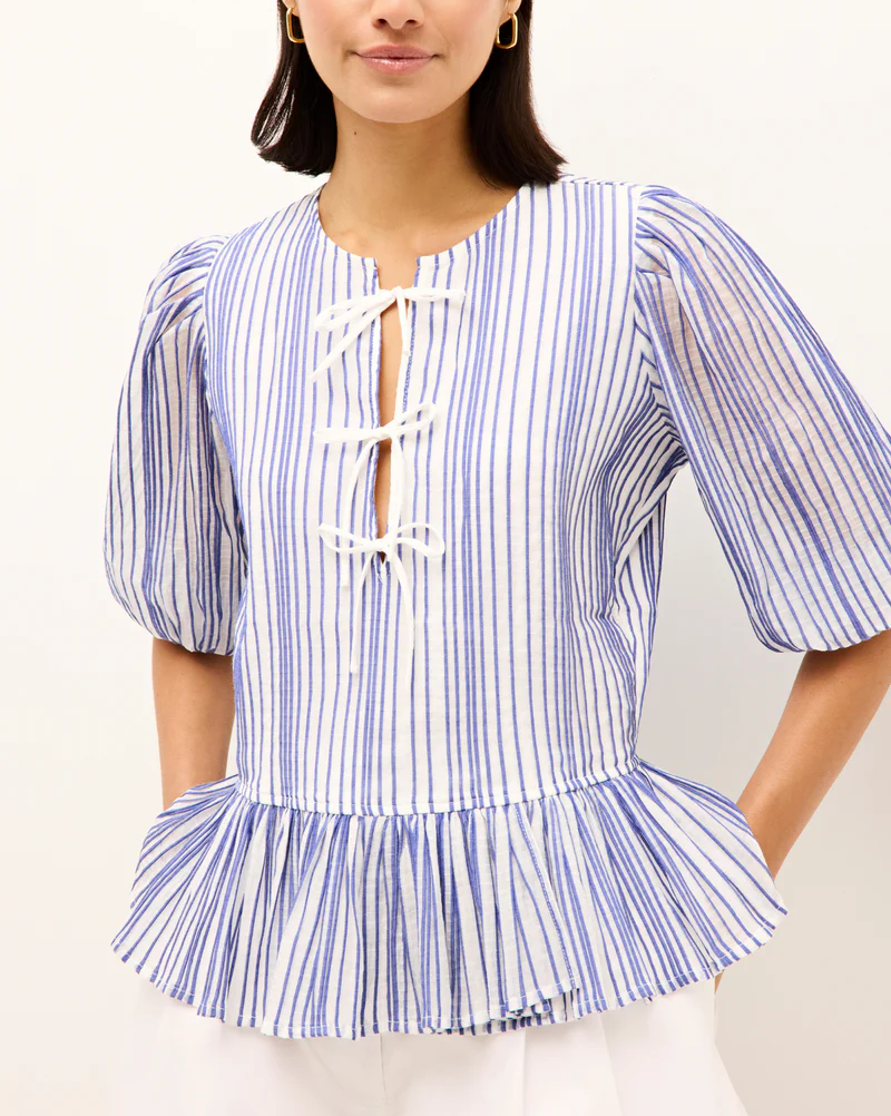 Butterfly Bow Elegant Striped Top