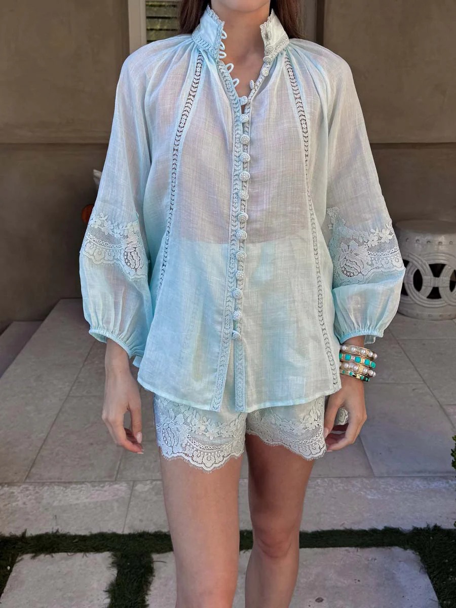 Lace Button Down Two Pieces Set