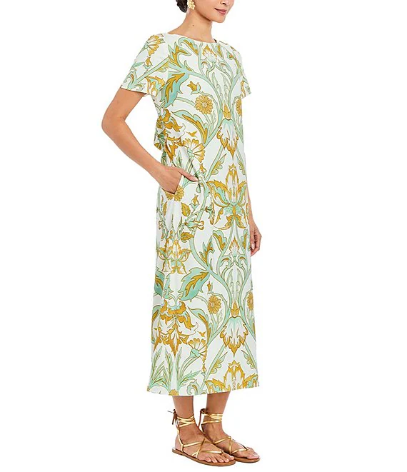 Stretch Crepe Bow Tie Detail Midi Dress