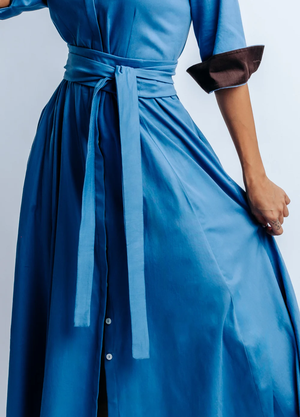 Elegant Blue Dress With Detachable Belt