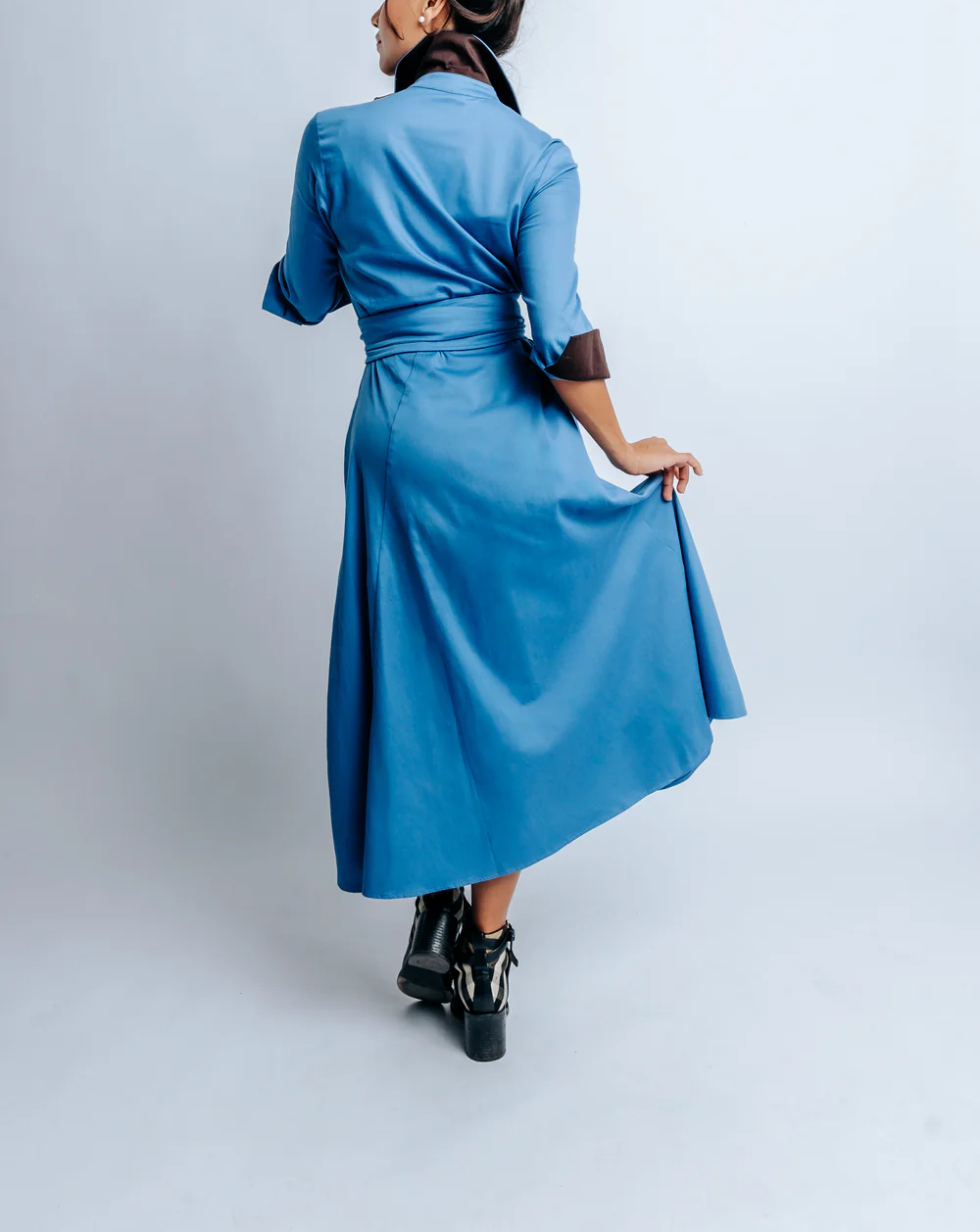 Elegant Blue Dress With Detachable Belt