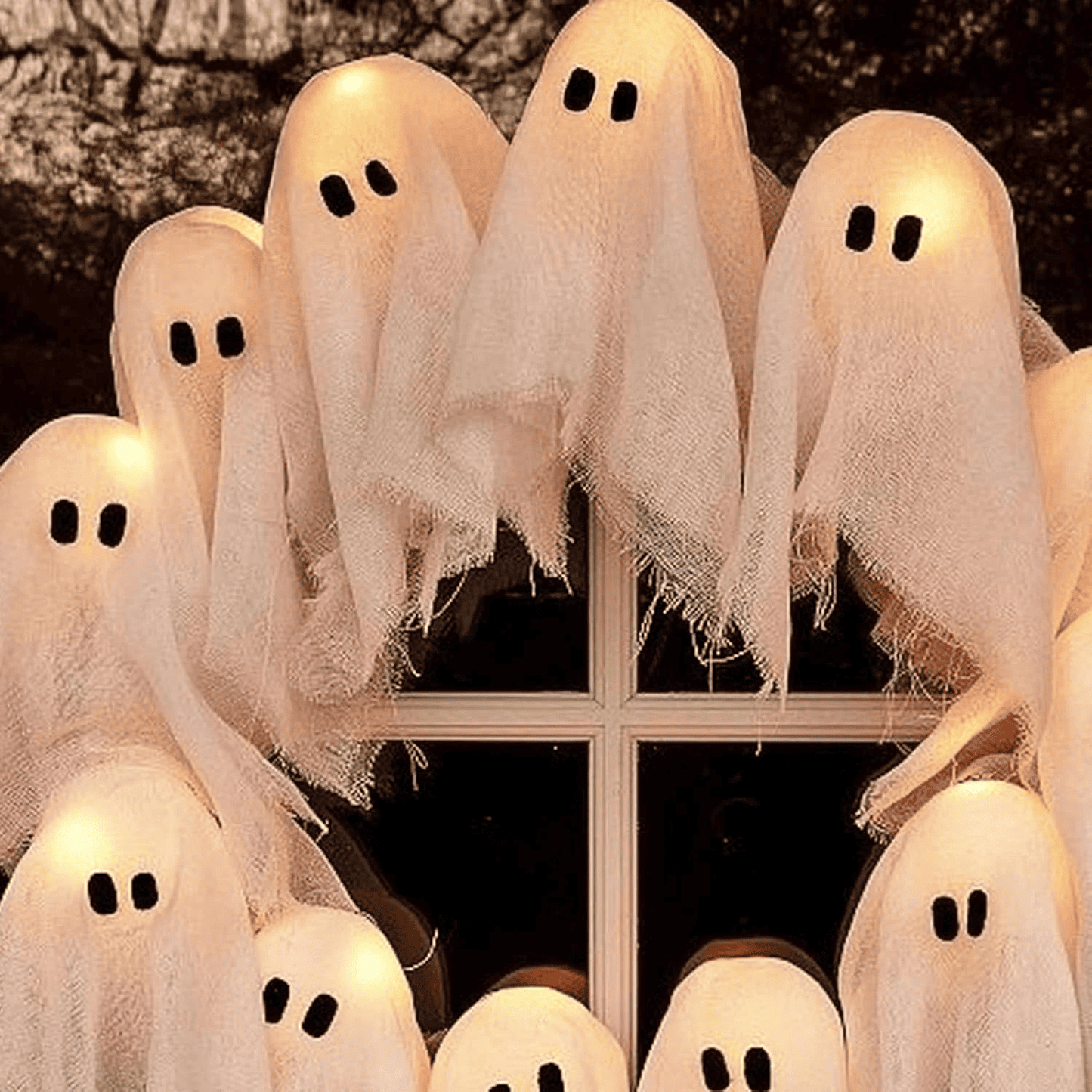 12 LED Light-Up White Ghost Garland