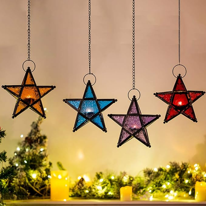 Star Hanging Decor Decorative Lantern Candle