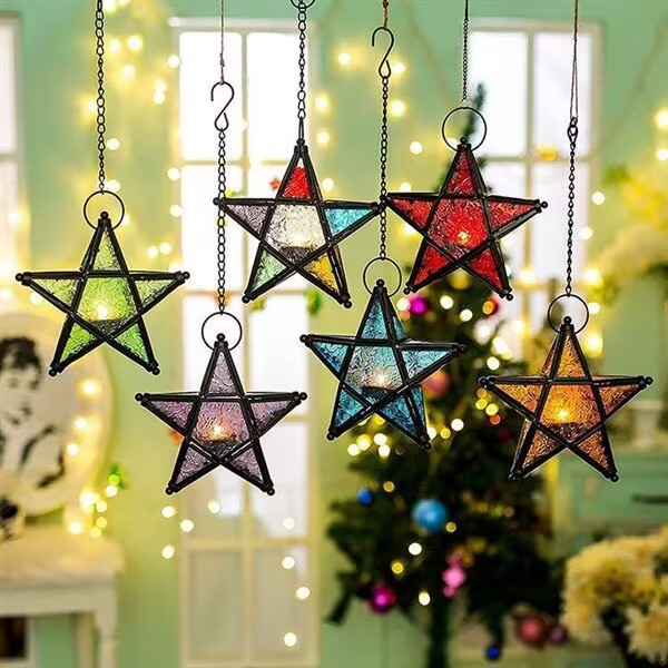 Star Hanging Decor Decorative Lantern Candle