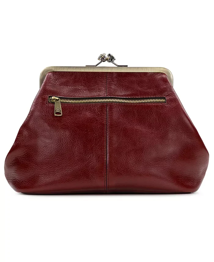 Classic Kiss-lock Closure Adorned Leather Bag