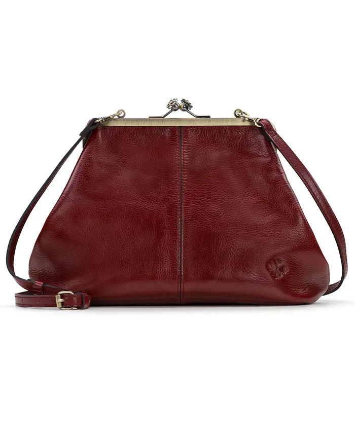 Classic Kiss-lock Closure Adorned Leather Bag