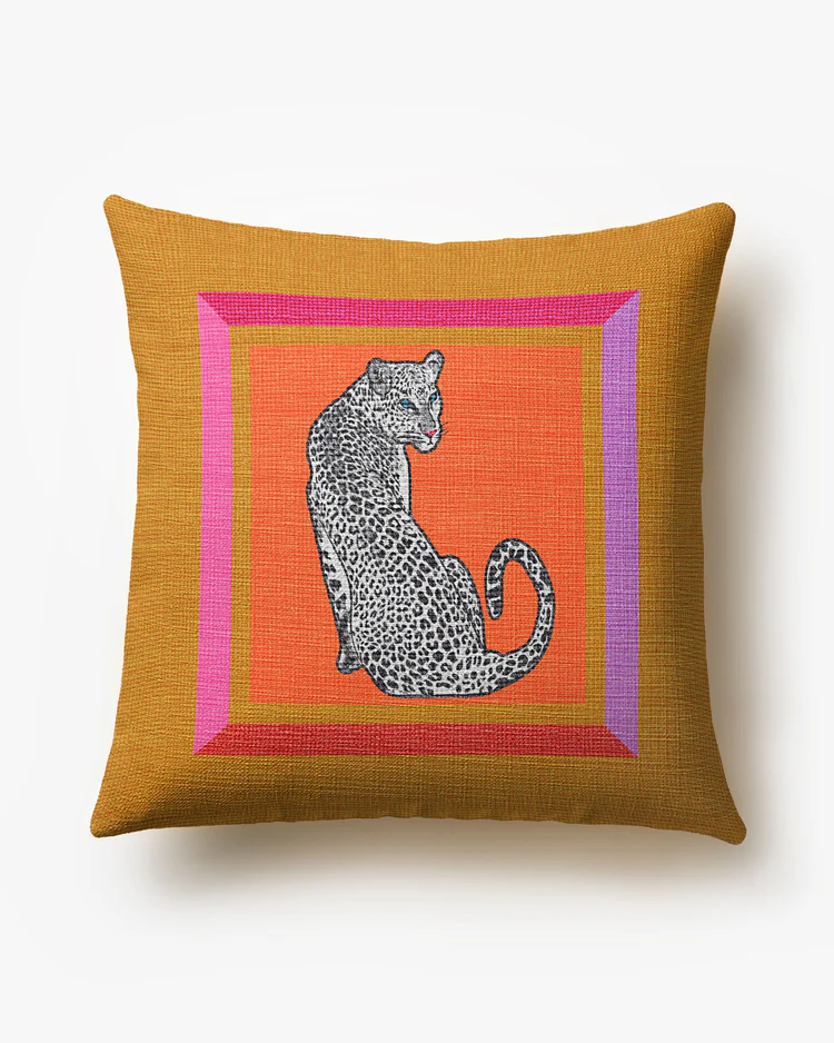 Greek Key Fuchsia Woven Throw Pillow