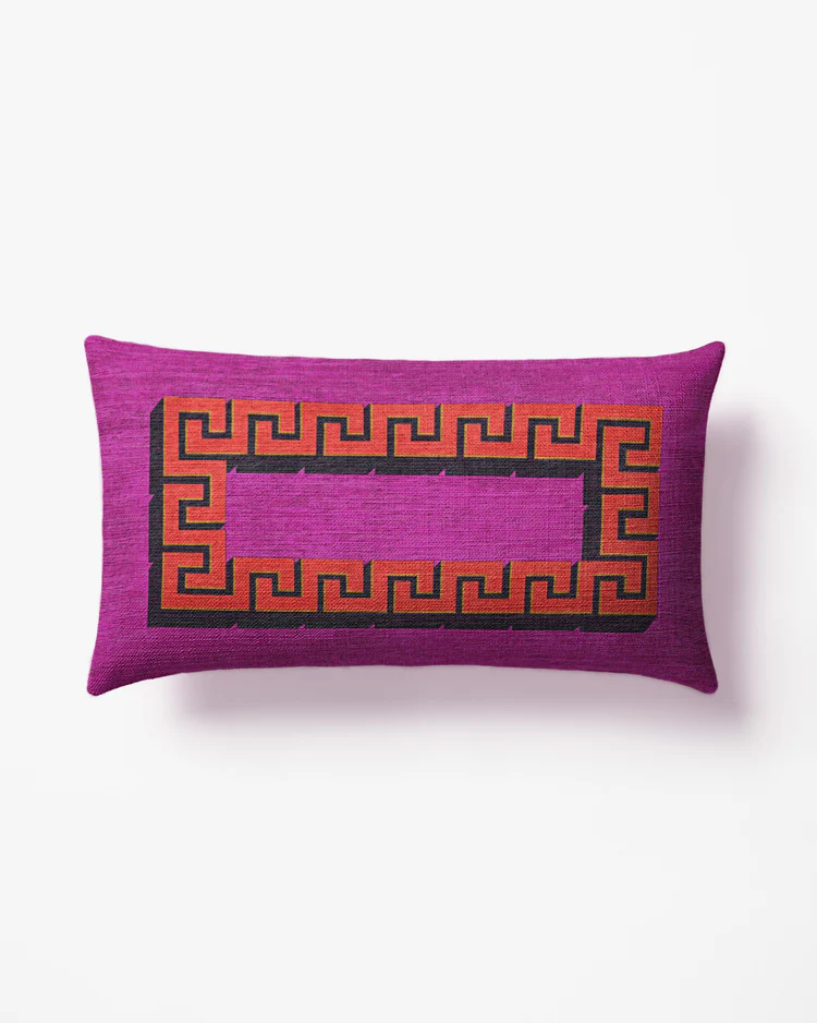 Greek Key Fuchsia Woven Throw Pillow