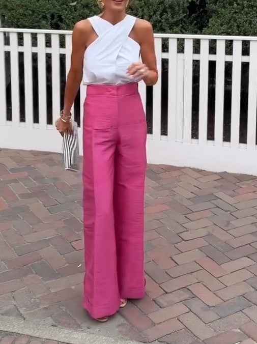 Smooth Straight-Leg Silk Pants