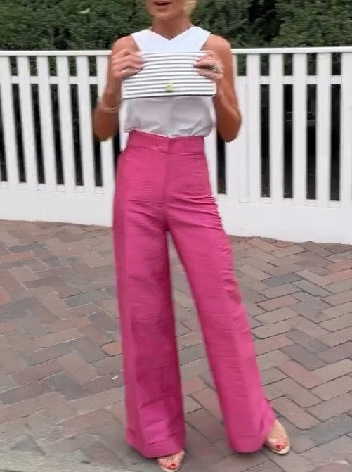 Smooth Straight-Leg Silk Pants