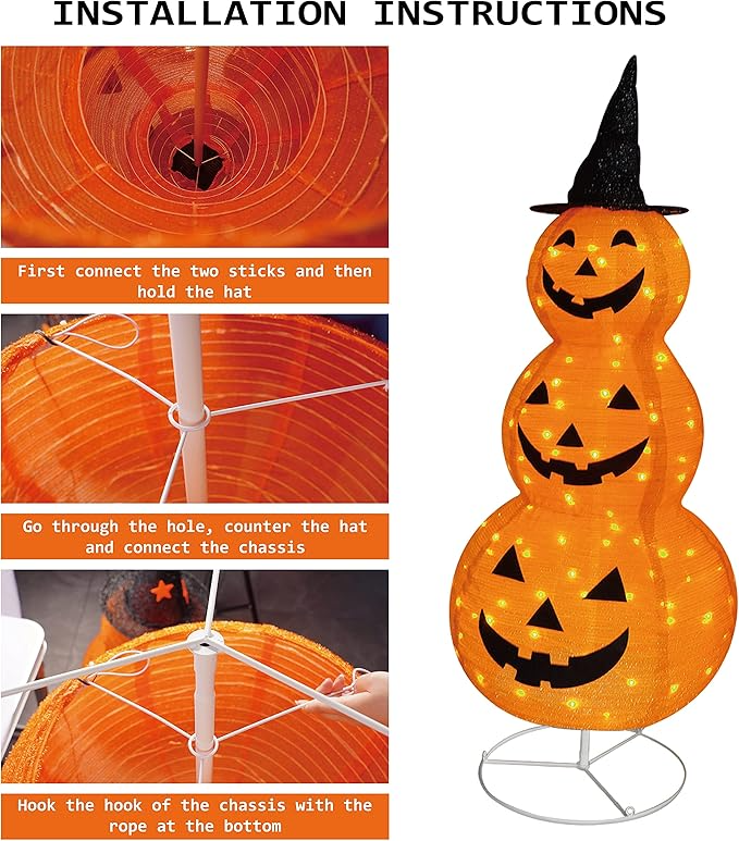 Halloween Foldable Pumpkin Decorative Lights