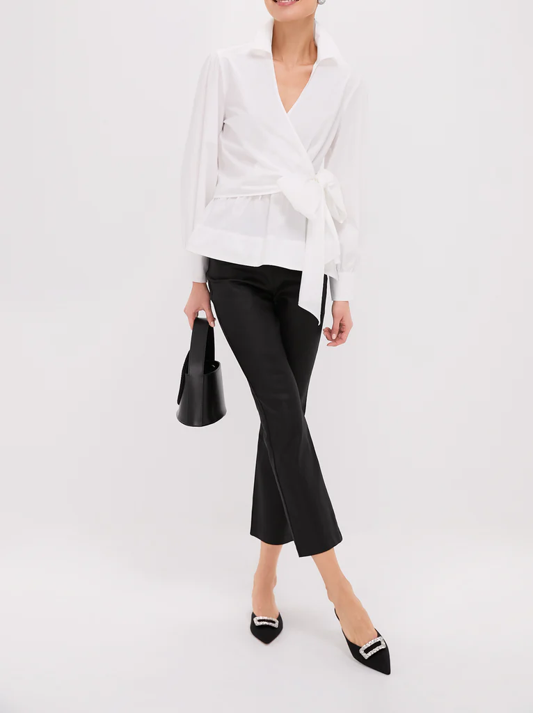 White Tie Front Bow Bea Blouse