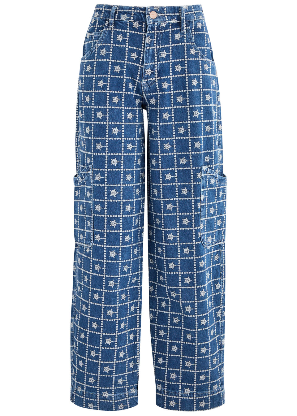 Printed Straight-Leg Cargo Jeans