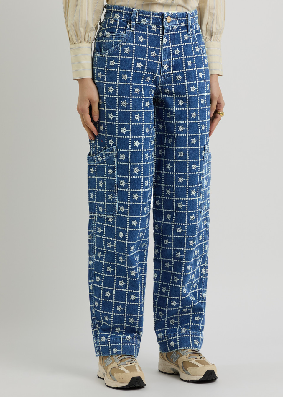 Printed Straight-Leg Cargo Jeans
