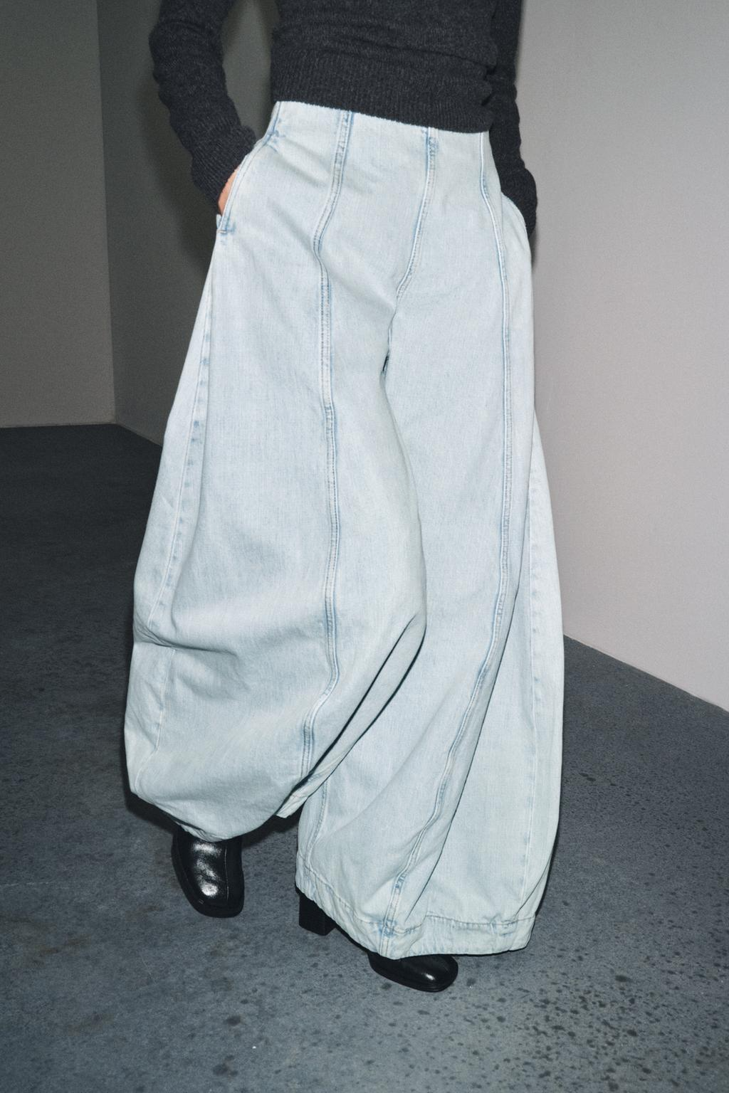 High-Waisted Balloon-Leg Denim Pants