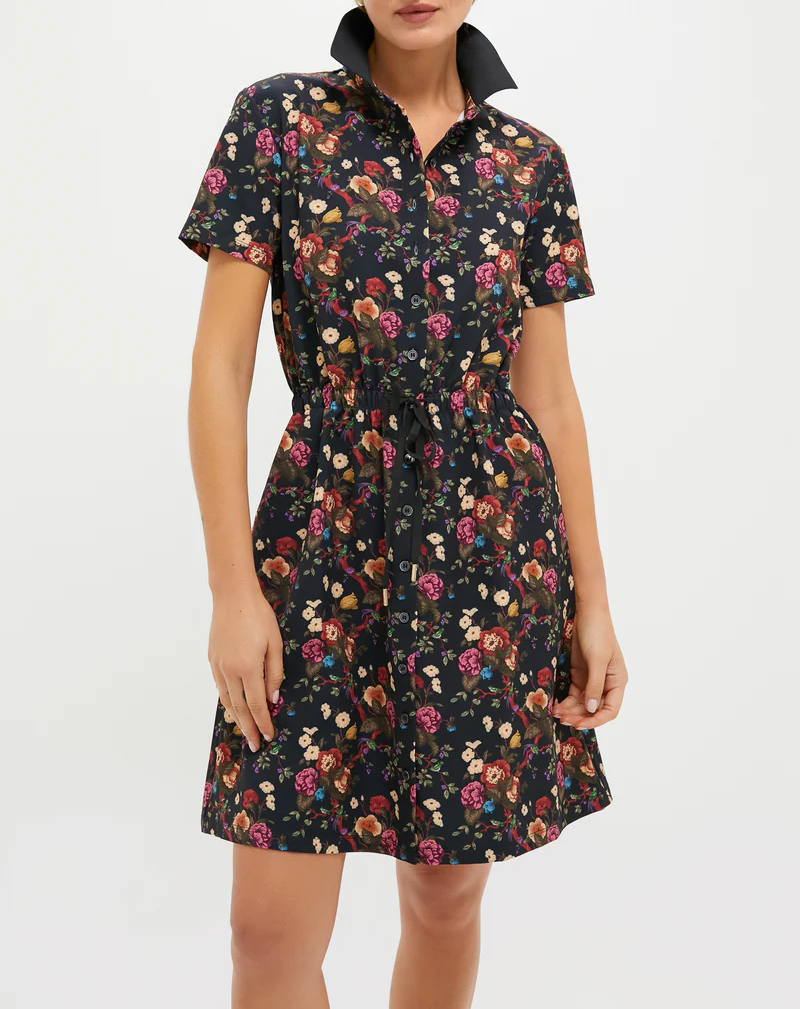 (⏰Last 10 days: 40% off)Floral Short-Sleeve Stand-Collar Dress