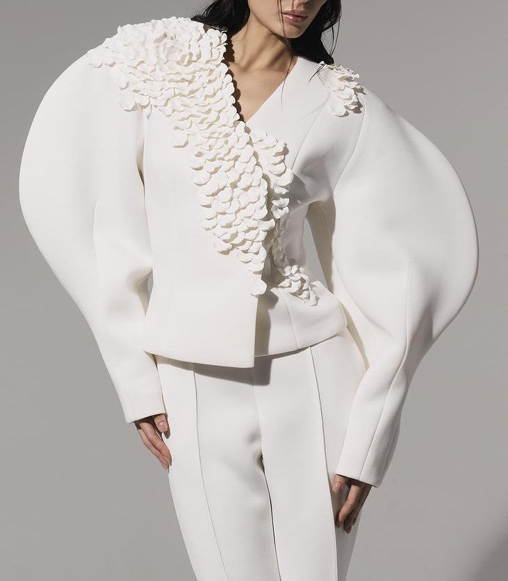 Petal Embellished Jacket & Skirts