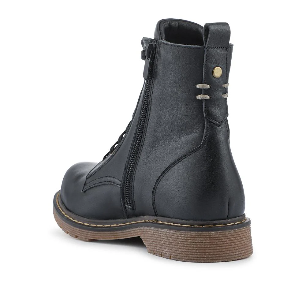 Wide-Fit Leather Zip-Up Boots