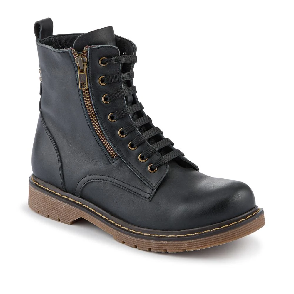 Wide-Fit Leather Zip-Up Boots