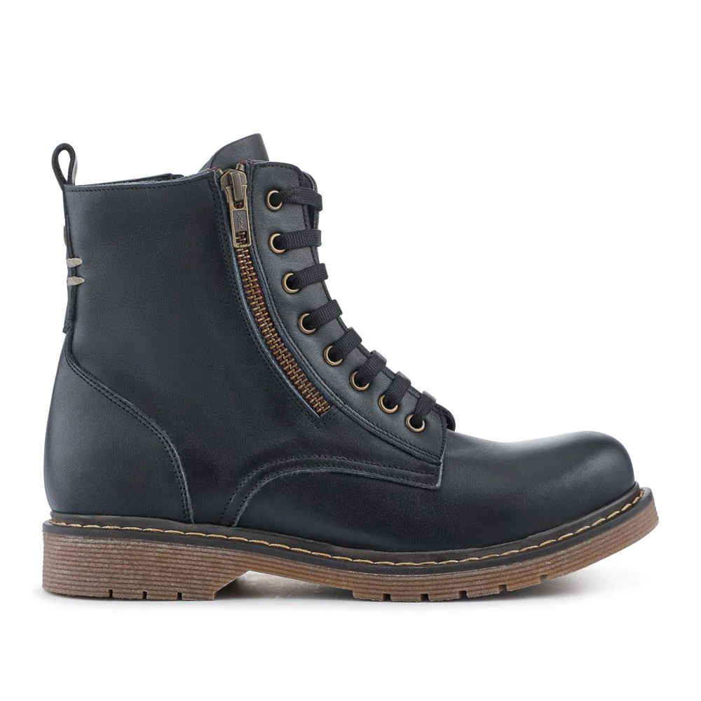 Wide-Fit Leather Zip-Up Boots