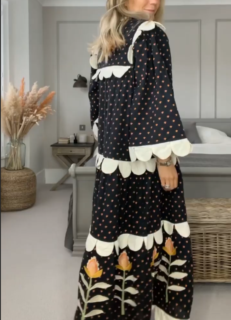 Lace Printed Midi Dress
