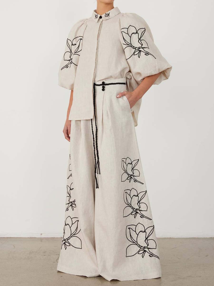 Fashion Printed Wide Leg Two Pieces Set