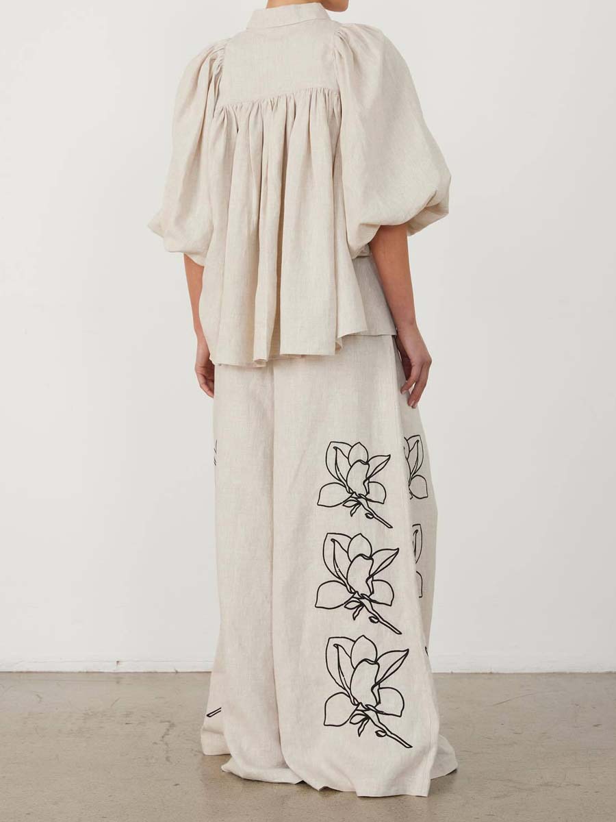 Fashion Printed Wide Leg Two Pieces Set