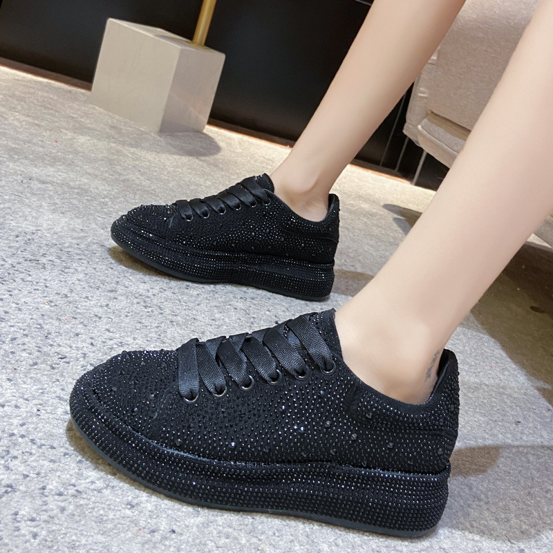 Black Rhinestone Platform Sneakers