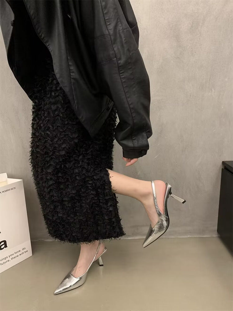 Pointed Toe Back Hollow Fine Heeled Fashion High Heels