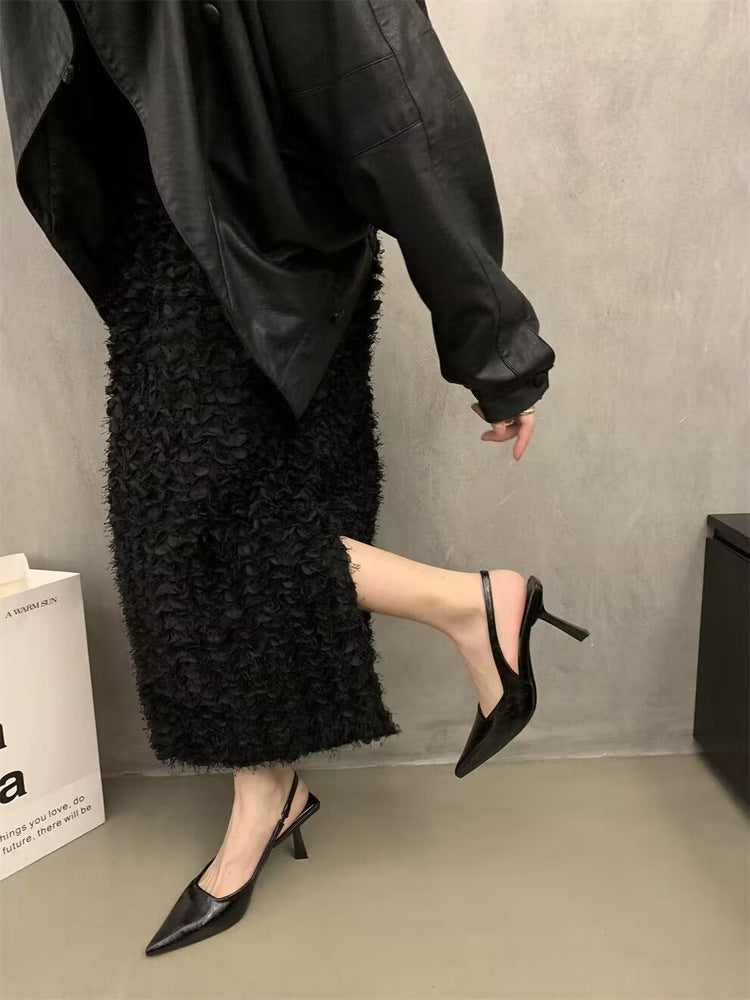 Pointed Toe Back Hollow Fine Heeled Fashion High Heels