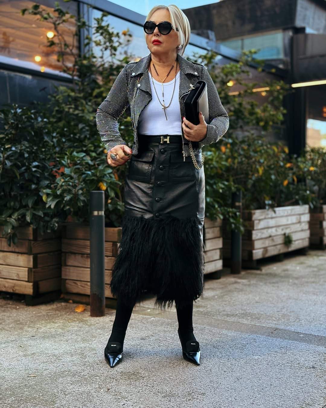 Faux Fur Trimmed Half Body Skirt