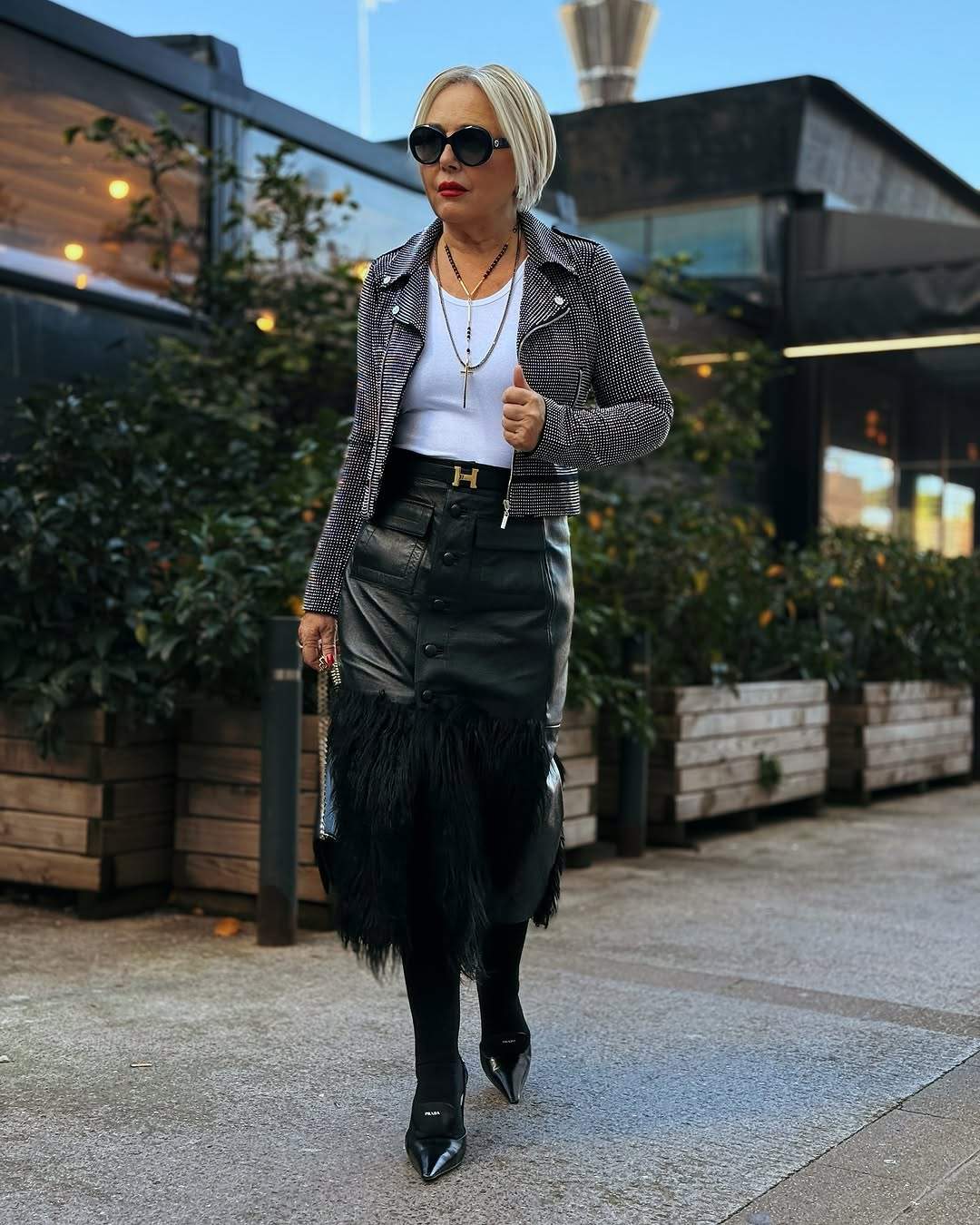 Faux Fur Trimmed Half Body Skirt