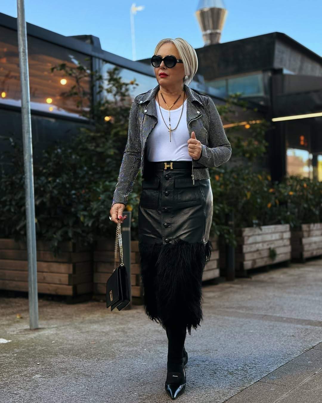 Faux Fur Trimmed Half Body Skirt