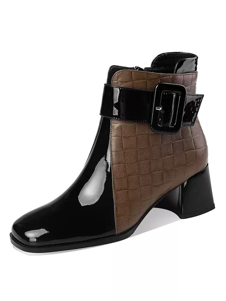 Women's boots thick heel square head England style