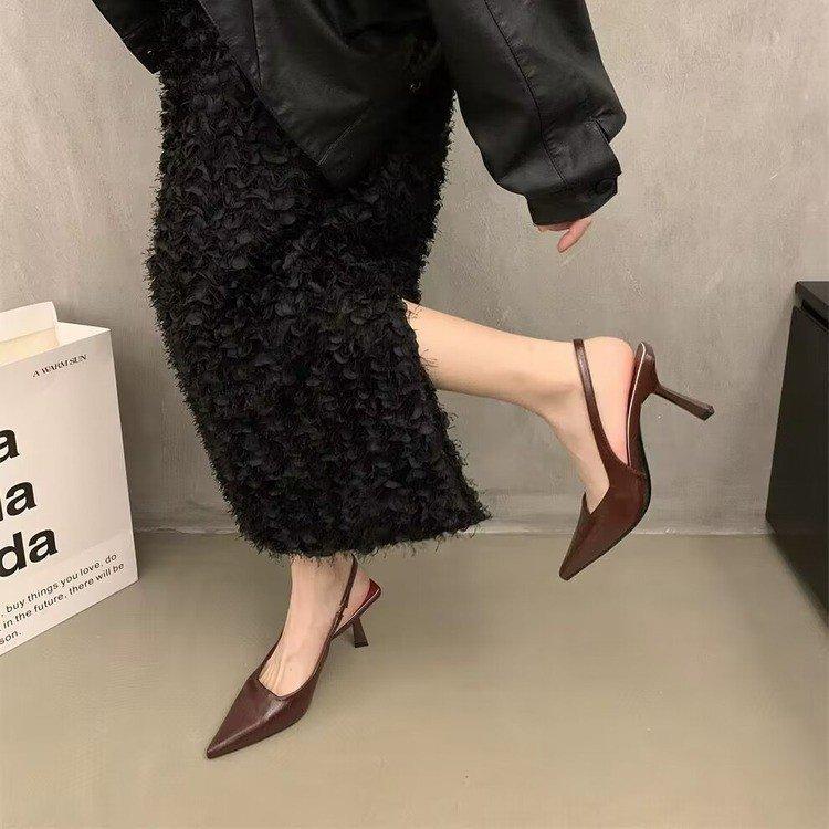 Pointed Toe Back Hollow Fine Heeled Fashion High Heels